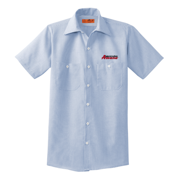 A2213 Mens Short Sleeve Striped Industrial Work Shirt