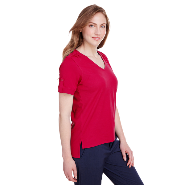 A2024 Ladies Plaited Rolled-Sleeve Top